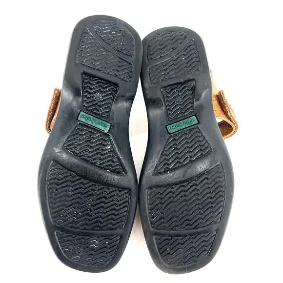 Josef Seibel Women's 8.5/39 Tan Leather Two Strap Flat Adjustable Summer Sandals - Picture 6 of 7